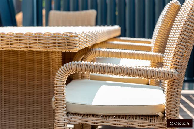 MOKKA BELLA стол прямоугольный с деревянной столешницей, соломенный MOKKA BELLA стол прямоугольный с деревянной столешницей, соломенный