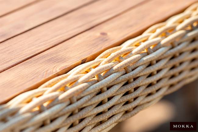 MOKKA BELLA стол прямоугольный с деревянной столешницей, соломенный MOKKA BELLA стол прямоугольный с деревянной столешницей, соломенный