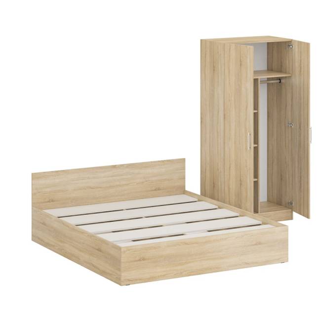 Кровать двуспальная 1800 со шкафом для одежды 2-х створчатым Стандарт цвет дуб сонома Кровать двуспальная 1800 со шкафом для одежды 2-х створчатым Стандарт цвет дуб сонома