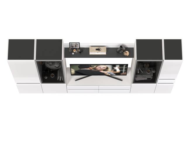 Гостиная Сидней № 58 цвет белый/чёрный/МДФ белый глянец Гостиная Сидней № 58 цвет белый/чёрный/МДФ белый глянец