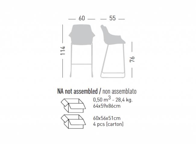 Кресло пластиковое барное More ST 76 600х550х1140 мм Кресло пластиковое барное More ST 76 600х550х1140 мм