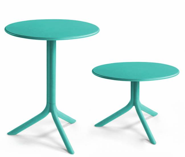 Стол пластиковый обеденный Spritz + Spritz Mini ментоловый Ø605х400-765 мм