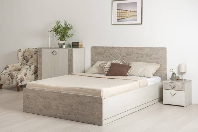 Кровать 1600 Амели 11.31 цвет шёлковый камень/бетон чикаго беж