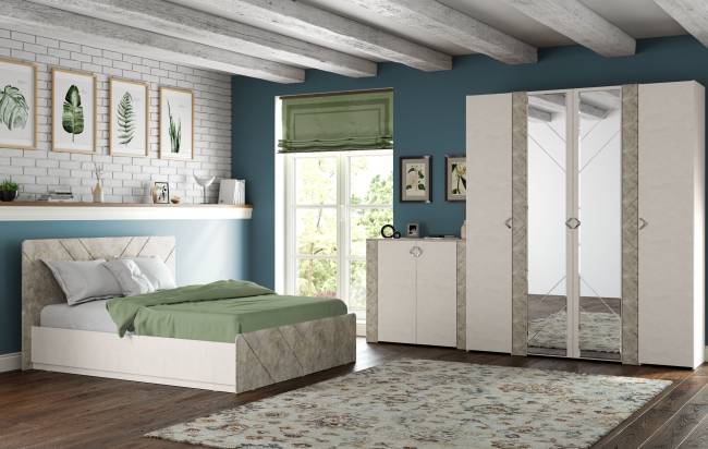 Кровать 1600 Амели 11.31 цвет шёлковый камень/бетон чикаго беж