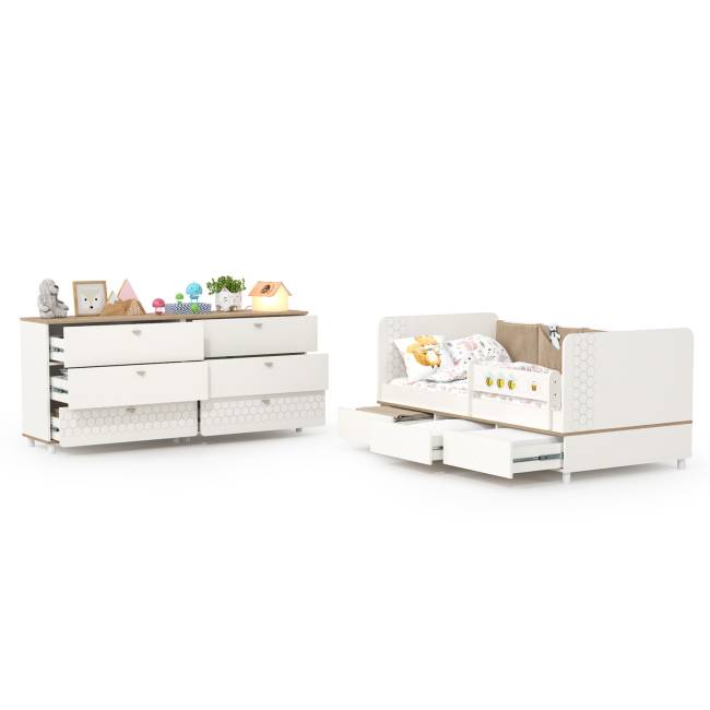 Кровать в детскую Эйп с комодами на три ящика цвет белый/дуб белый Кровать в детскую Эйп с комодами на три ящика цвет белый/дуб белый