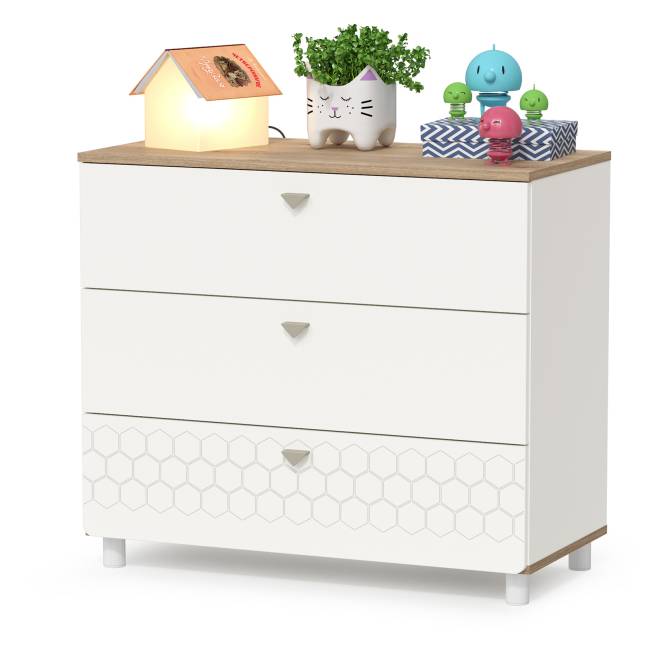 Кровать в детскую Эйп с комодами на три ящика цвет белый/дуб белый Кровать в детскую Эйп с комодами на три ящика цвет белый/дуб белый