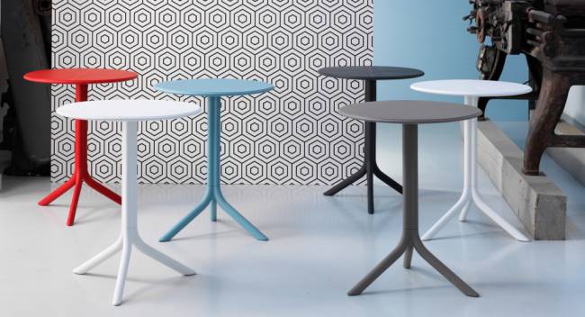 Стол пластиковый обеденный Spritz + Spritz Mini тортора Ø605х400-765 мм