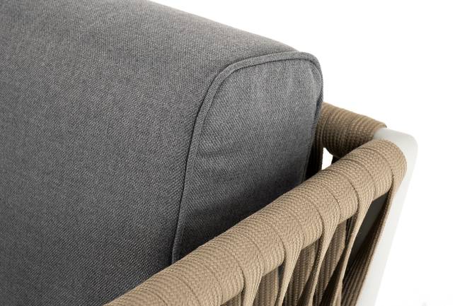 "Касабланка" диван 2-местный плетеный из роупа, каркас алюминий светло-серый (RAL7035) муар, роуп серо-коричневый 23мм, ткань серая 017 "Касабланка" диван 2-местный плетеный из роупа, каркас алюминий светло-серый (RAL7035) муар, роуп серо-коричневый 23мм, ткань серая 017