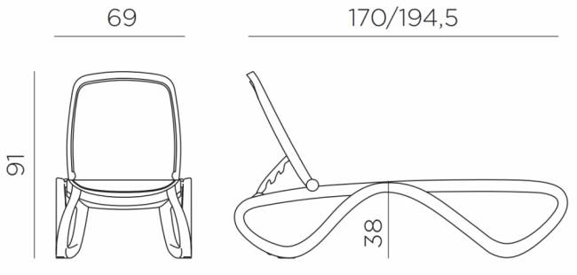 Шезлонг-лежак пластиковый Omega белый, синий 1700-1945х690х910 мм Шезлонг-лежак пластиковый Omega белый, синий 1700-1945х690х910 мм
