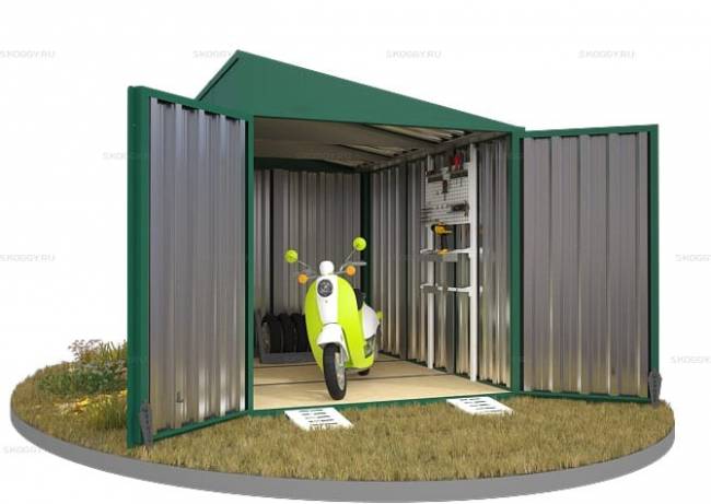 Хозблок SKOGGY секционный с односкатной крышей 3 х 2 м, зелёный мох