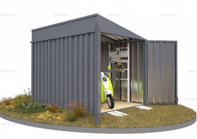 Хозблок SKOGGY секционный с односкатной крышей 3 х 2 м, брутальный серый Хозблок SKOGGY секционный с односкатной крышей 3 х 2 м, брутальный серый