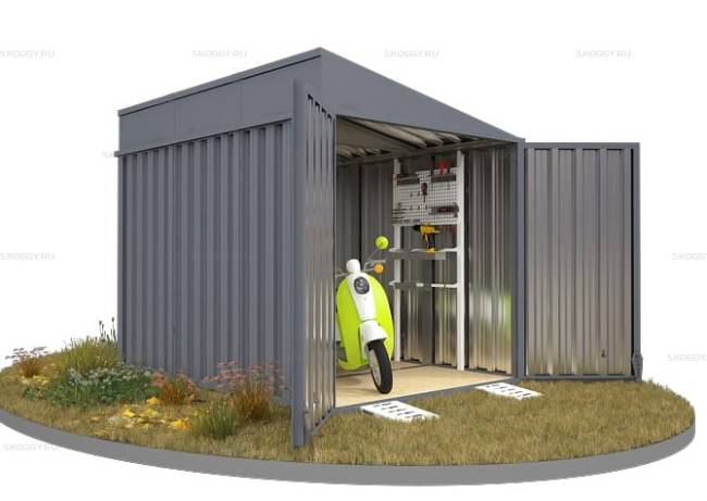 Хозблок SKOGGY секционный с односкатной крышей 3 х 2 м, брутальный серый Хозблок SKOGGY секционный с односкатной крышей 3 х 2 м, брутальный серый