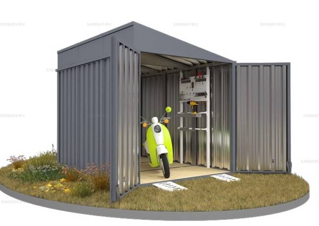 Хозблок SKOGGY секционный с односкатной крышей 3 х 2 м, брутальный серый Хозблок SKOGGY секционный с односкатной крышей 3 х 2 м, брутальный серый