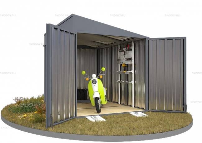 Хозблок SKOGGY секционный с односкатной крышей 3 х 2 м, брутальный серый Хозблок SKOGGY секционный с односкатной крышей 3 х 2 м, брутальный серый