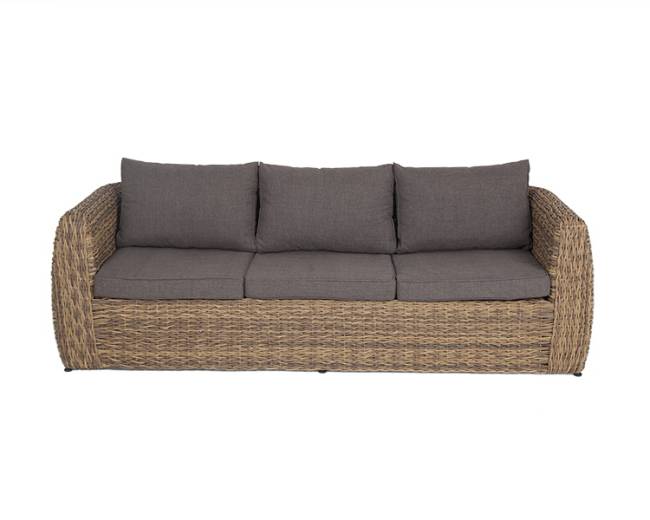 "Кальяри" диван из искусственного ротанга (гиацинт) трехместный, цвет соломенный