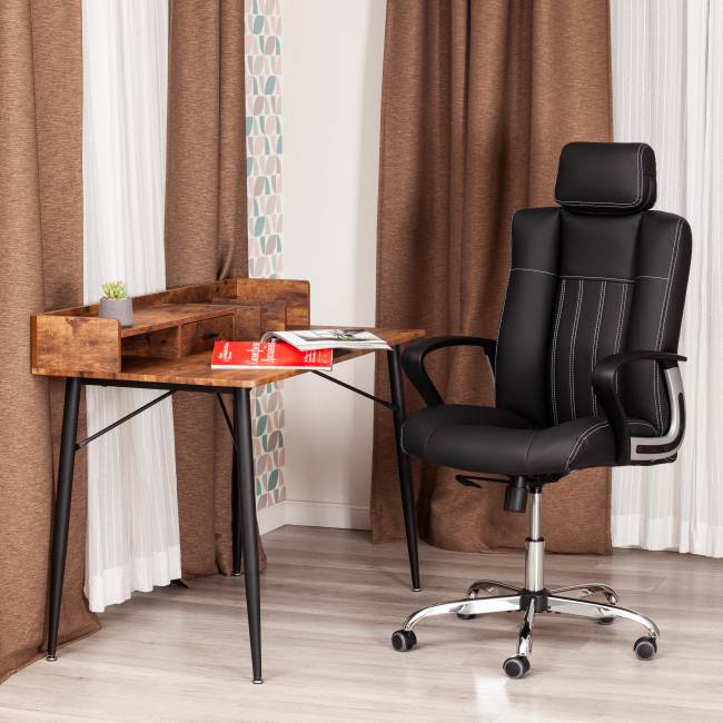 Кресло OXFORD хром кож/зам, черный, 36-6 черный кож/зам Кресло OXFORD хром кож/зам, черный, 36-6 черный кож/зам