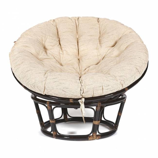 Кресло PAPASAN/ПАПАСАН 23/01 W  /с подушкой/ диаметр подушки 129 см, 115х101х104 см, Antique brown (античный черно-коричневый), ткань Старт Antique brown (античный черно-коричневый)