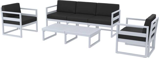 Комплект пластиковой мебели Mykonos XL серебристый, черный Комплект пластиковой мебели Mykonos XL серебристый, черный