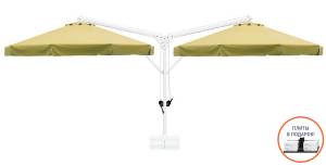 Зонт профессиональный двухкупольный Ø3.5х7 м Double Banana T бежевый Ø3500х7000 мм