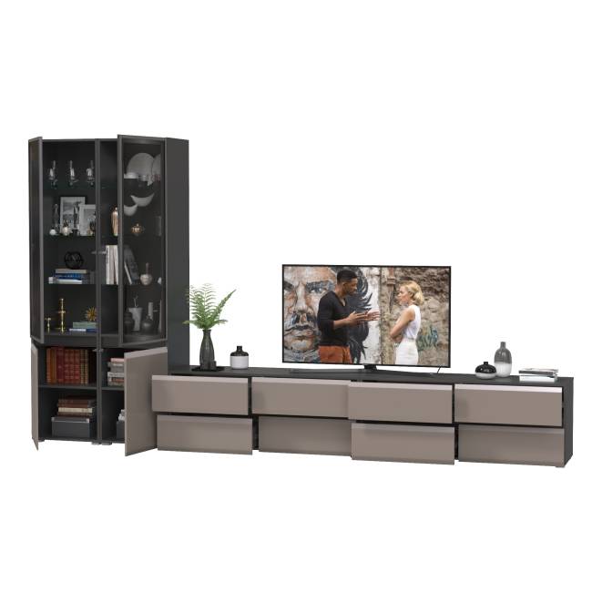 Гостиная Сидней № 130 цвет антрацит/МДФ веллюто капучино