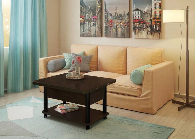 Стол-трансформер Дебют 3 темный венге / ножки черные Стол-трансформер Дебют 3 темный венге / ножки черные