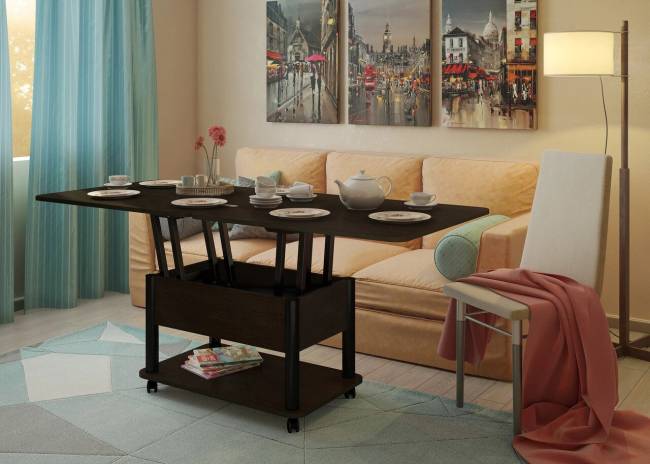 Стол-трансформер Дебют 3 темный венге / ножки черные Стол-трансформер Дебют 3 темный венге / ножки черные