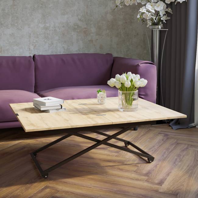 Стол универсальный трансформируемый АНДРЭ Loft ЛДСП дуб вотан/чёрный Стол универсальный трансформируемый АНДРЭ Loft ЛДСП дуб вотан/чёрный