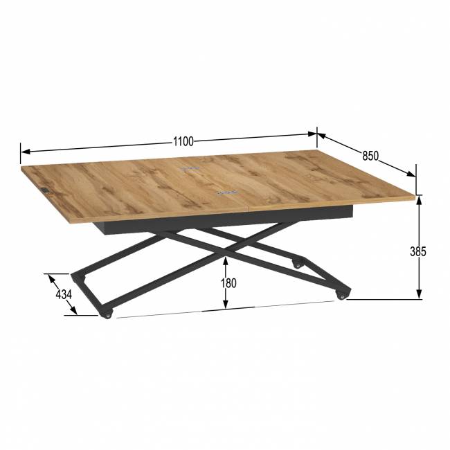 Стол универсальный трансформируемый АНДРЭ Loft ЛДСП дуб вотан/чёрный Стол универсальный трансформируемый АНДРЭ Loft ЛДСП дуб вотан/чёрный