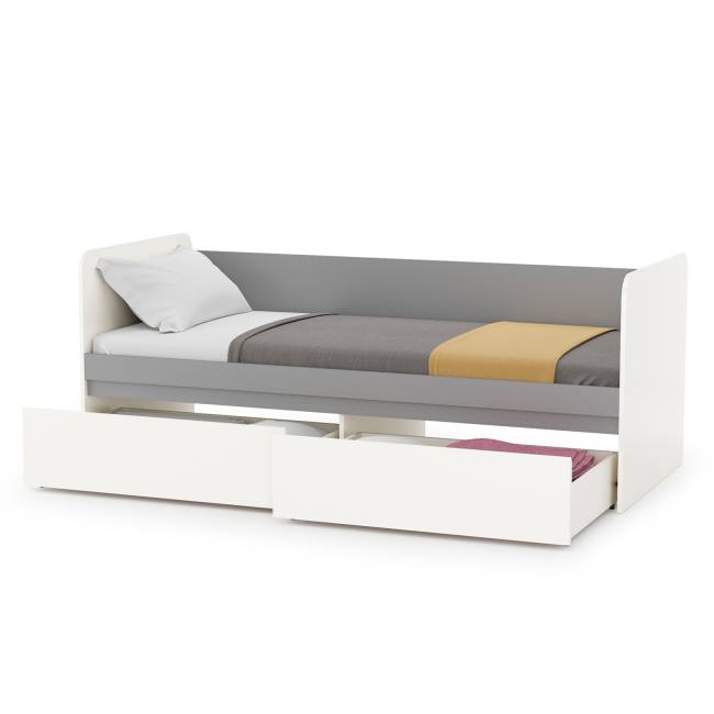 Кровать с ящиками Торонто 11.39 цвет белый шагрень/стальной серый