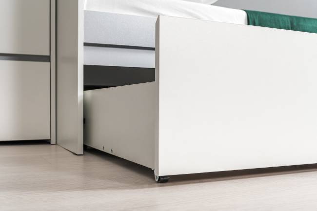 Кровать с ящиками Торонто 11.39 цвет белый шагрень/стальной серый