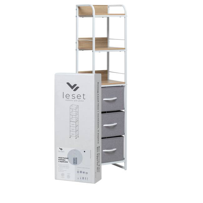 Комод Leset Ноа с полками 3 ящика Белый Светло-серый Комод Leset Ноа с полками 3 ящика Белый Светло-серый