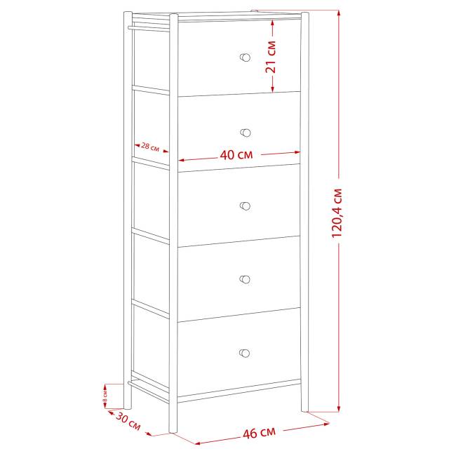 Комод Leset Хайди 5 ящиков Белый Белый