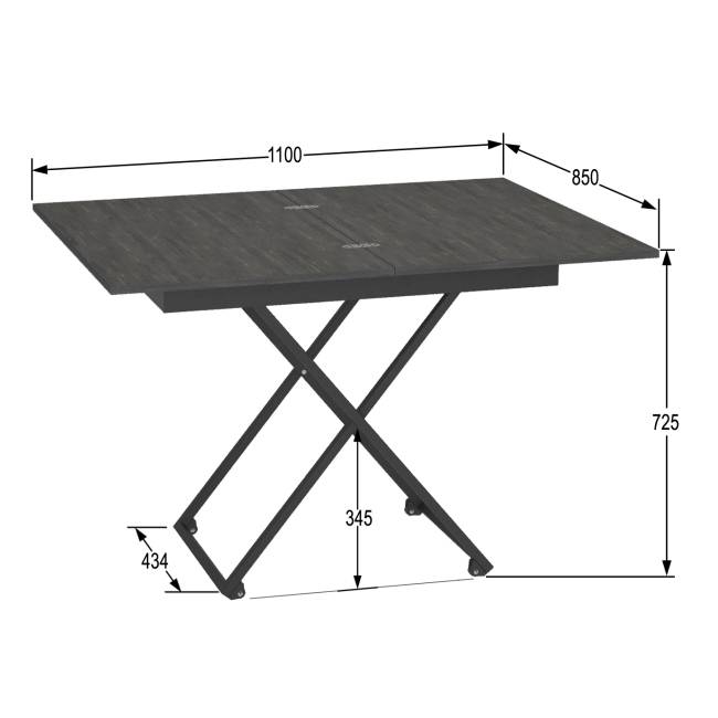 Стол универсальный трансформируемый АНДРЭ Loft ЛДСП интра/чёрный