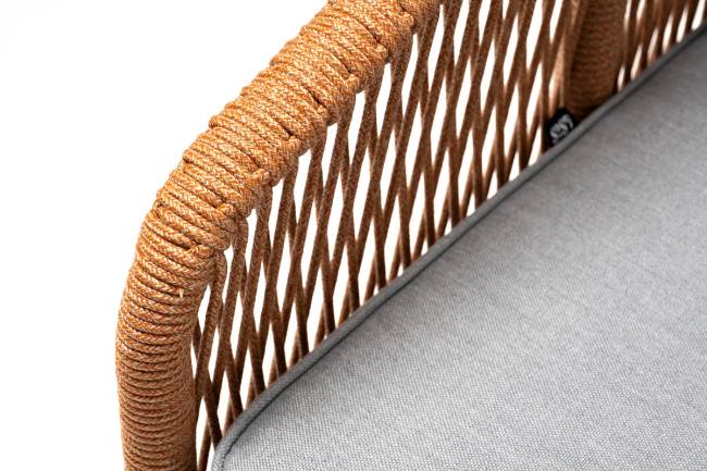 "Канны" кресло плетеное из роупа, каркас алюминий светло-серый (RAL7035) муар, роуп светло-серый круглый, ткань светло-серая