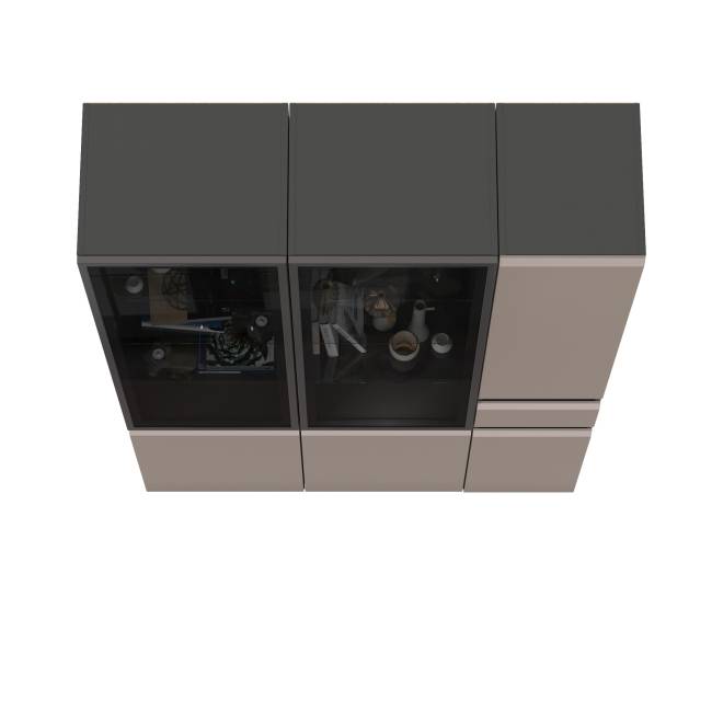 Два шкафа-витрины Сидней 13.201 и пенал-шкаф с ящиком Сидней цвет антрацит/МДФ веллюто капучино Два шкафа-витрины Сидней 13.201 и пенал-шкаф с ящиком Сидней цвет антрацит/МДФ веллюто капучино