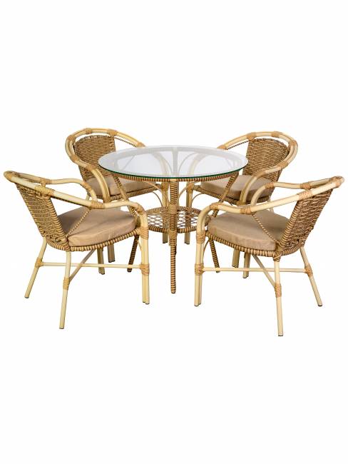 Комплект из искусственного ротанга Bali (Бали)-4 (цвет: слоновая кость)