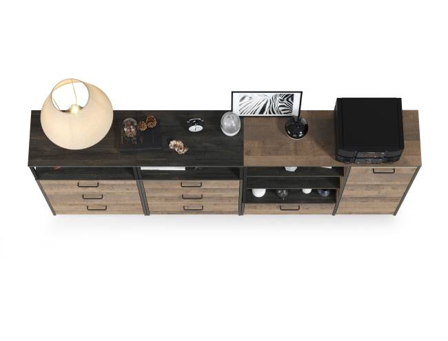 Два комода с ящиками и комод с дверкой и одним ящиком Трувор цвет дуб гранж песочный/интра