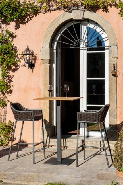 Кресло барное плетеное Panama антрацит, коричневый 540х540х1010 мм