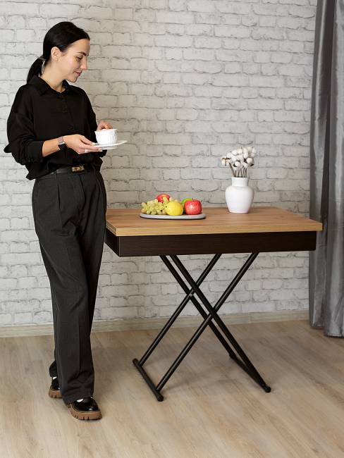 Стол-трансформер Лерон дуб крафт золотой/черный Стол-трансформер Лерон дуб крафт золотой/черный