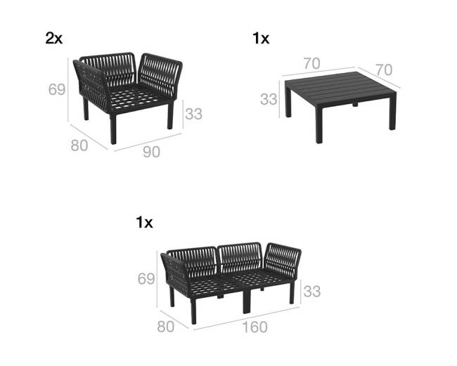 Комплект пластиковой мебели Portofino Lounge черный, бежевый Комплект пластиковой мебели Portofino Lounge черный, бежевый
