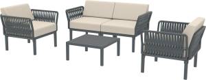 Комплект пластиковой мебели Portofino Lounge темно-серый, бежевый