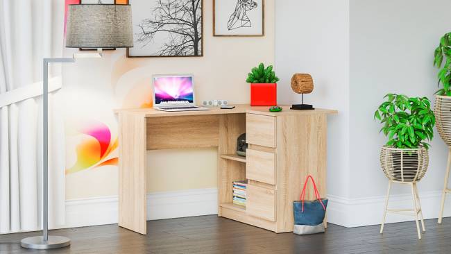 Стол компьютерный Мори МС-1 левый цвет белый