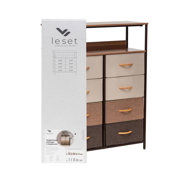Комод Leset Локи 8 ящ. с полкой Коричневый Бежевый, светло-коричневый, темно-коричневый