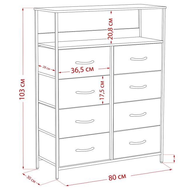 Комод Leset Локи 8 ящ. с полкой Коричневый Бежевый, светло-коричневый, темно-коричневый