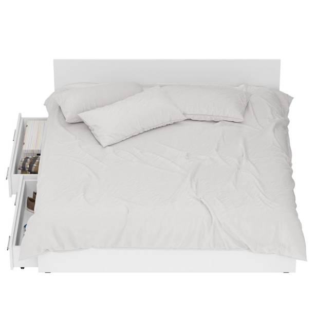 Кровать белая с ящиками Стандарт 1800 цвет белый