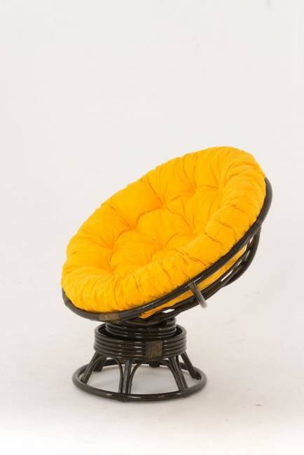 Кресло-качалка "PAPASAN" темный коньяк с механизмом желтая подушка Кресло-качалка "PAPASAN" темный коньяк с механизмом желтая подушка