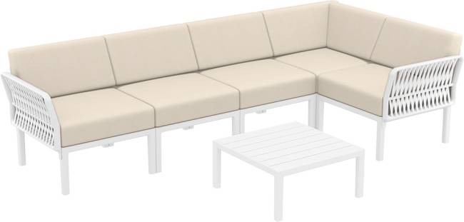 Комплект пластиковой мебели Portofino Lounge Corner белый, бежевый Комплект пластиковой мебели Portofino Lounge Corner белый, бежевый