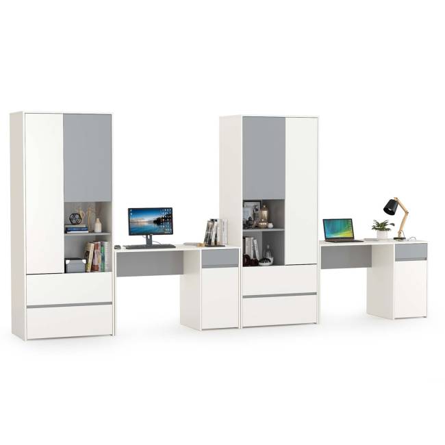 Для двоих детей молодёжная стенка Торонто цвет белый шагрень/стальной серый Для двоих детей молодёжная стенка Торонто цвет белый шагрень/стальной серый