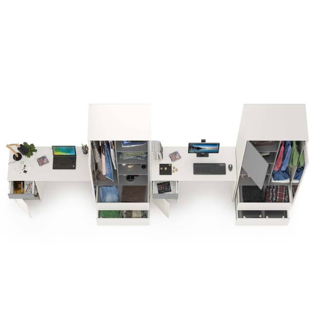 Для двоих детей молодёжная стенка Торонто цвет белый шагрень/стальной серый Для двоих детей молодёжная стенка Торонто цвет белый шагрень/стальной серый