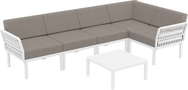 Комплект пластиковой мебели Portofino Lounge Corner белый, светло-коричневый Комплект пластиковой мебели Portofino Lounge Corner белый, светло-коричневый